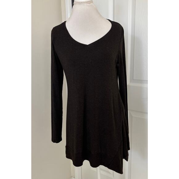 Eileen Fisher Asymmetrical Heathered Brown Tunic Shirt Small Soft - Picture 1 of 5